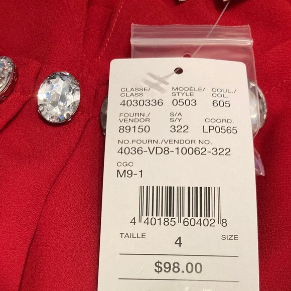 LAURA (petites):  Rhinestone Detail Blouse - red - Picture 7 of 8